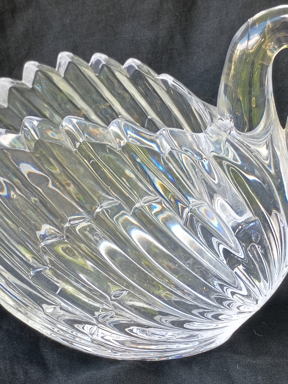 Vtg Gloria Vanderbilt Signed 24% Lead Crystal Decorative Swan Bowl West Germany